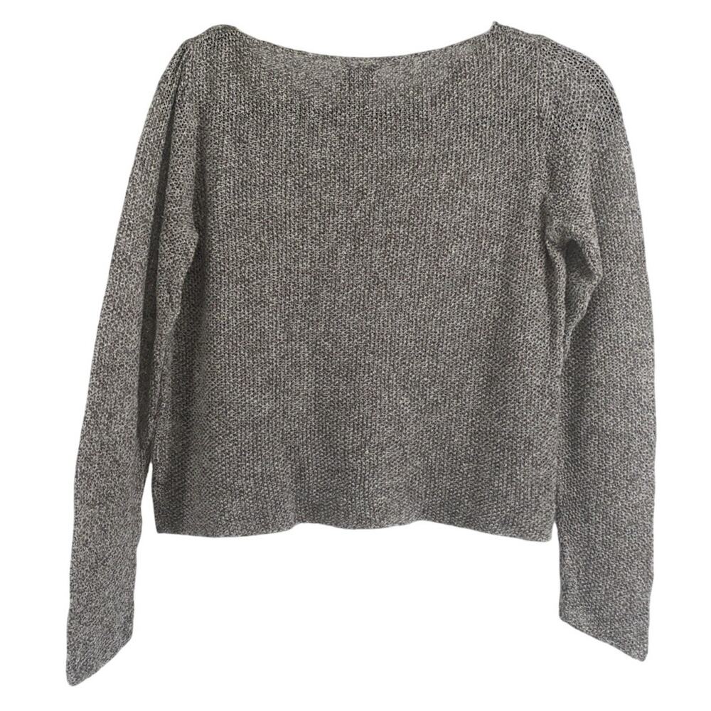 Eileen Fisher Open-Knit Sweater Top 100% Linen Boat Neck Crop Long Slv Size S - Picture 4 of 7